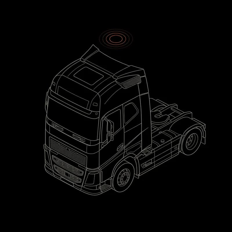 Line drawing of a truck with a call signal above the cab